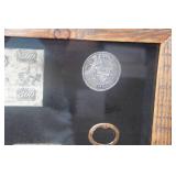 Shadow Box with Vintage Currency, Badge and Photo