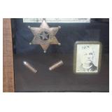 Shadow Box with Vintage Currency, Badge and Photo