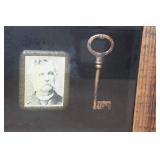 Shadow Box with Vintage Currency, Badge and Photo