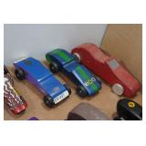 Assorted Pinewood Derby Cars and Accessories