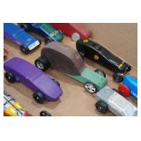 Assorted Pinewood Derby Cars and Accessories