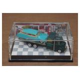 Hot Wheels Elwoody Custom Car on Truck and Trailer