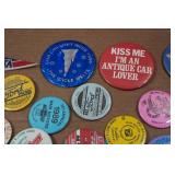 Assorted Vintage Collectibles - Pins, Tickets, Pennant