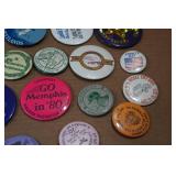 Assorted Vintage Collectibles - Pins, Tickets, Pennant