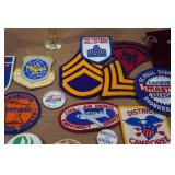 Assorted Vintage Collectibles - Pins, Patches, Trophy