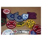 Assorted Vintage Collectibles - Pins, Patches, Trophy