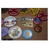 Assorted Vintage Collectibles - Pins, Patches, Trophy