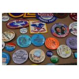 Assorted Vintage Collectibles - Pins, Patches, Trophy