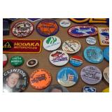 Assorted Vintage Collectibles - Pins, Patches, Trophy