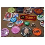 Assorted Vintage Collectibles - Pins, Patches, Trophy