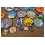 Assorted Vintage Collectibles - Pins, Patches, Trophy