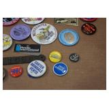 Assorted Vintage Collectibles - Pins, Patches, Trophy