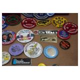 Assorted Vintage Collectibles - Pins, Patches, Trophy