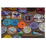 Assorted Vintage Collectibles - Pins, Patches, Trophy