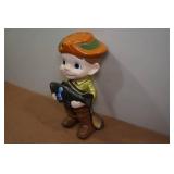 Vintage Smiley Boy Fisherman 1st Place 11" Ceramic Statue