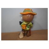 Vintage Smiley Boy Fisherman 1st Place 11" Ceramic Statue