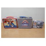*3* Metal Novelty Lunch Boxes - Superman, Lionel, NASCAR