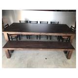 Large Dining Room Table with 6 Chairs and One Bench
