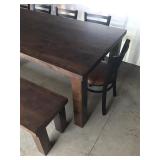 Large Dining Room Table with 6 Chairs and One Bench