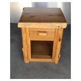 Log End Table with Drawer and Storage