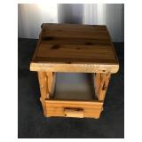 Log End Table with Drawer and Storage