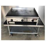 Tri-Star commercial gas flat top griddle on Rolling Cart