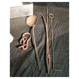 Metal tool box of antique foundry tools, blower with a new pulley