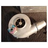 Metal tool box of antique foundry tools, blower with a new pulley