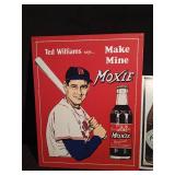 Baseball player Ted Williams metal sign and Coca-Cola metal sign