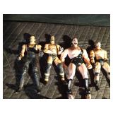12 Wrestler figurines and 2 wrestler necklaces