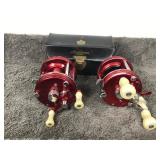 2 - Ambassadeur No. 5000 Fishing Reels and 1 Case