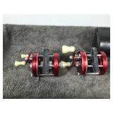 2 - Ambassadeur No. 5000 Fishing Reels and 1 Case