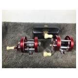 2 - Ambassadeur No. 5000 Fishing Reels and 1 Case