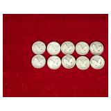 Lot of 10 Silver Standing Liberty Quarters