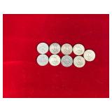 Lot of 9 Washington Quarters (some silver)