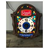 1976 Schmidt Beer Lighted Wall Hanging Clock / Sign