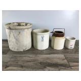 Lot of 4 Collectible Crocks - Biggest is 3 Gallon