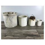 Lot of 4 Collectible Crocks - Biggest is 3 Gallon