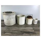 Lot of 4 Collectible Crocks - Biggest is 3 Gallon
