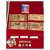 Lot of Coins and Currency Notes