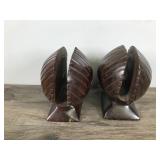 2 - Hand Carved Ironwood Napkin Holder Seashells / Clams