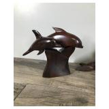 Lot of 4 Hand Carved Ironwood Dolphin Figurines