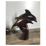 Lot of 4 Hand Carved Ironwood Dolphin Figurines