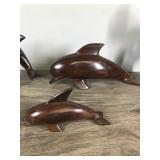 Lot of 4 Hand Carved Ironwood Dolphin Figurines