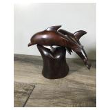 Lot of 4 Hand Carved Ironwood Dolphin Figurines