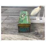 Vintage AL Foss Pork Rind Minnow Fishing Lure in Metal Box