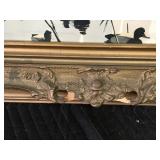 Antique Wood Frame With Ducking Hunting Picture with Glass Front