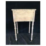 Small Wood Table with Fold Up Drop Leaf and 3 Small Drawers - On Casters