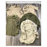 Lot of 5 Military Shirts - Some have Rank, Unit Patches, Names Inside Shirts and Company Names