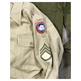 Lot of 5 Military Shirts - Some have Rank, Unit Patches, Names Inside Shirts and Company Names